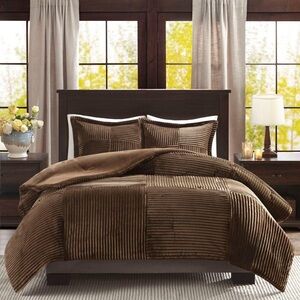 Madison Park Ribbed Plush Comforter Mini Set — Brown lowest price no offers